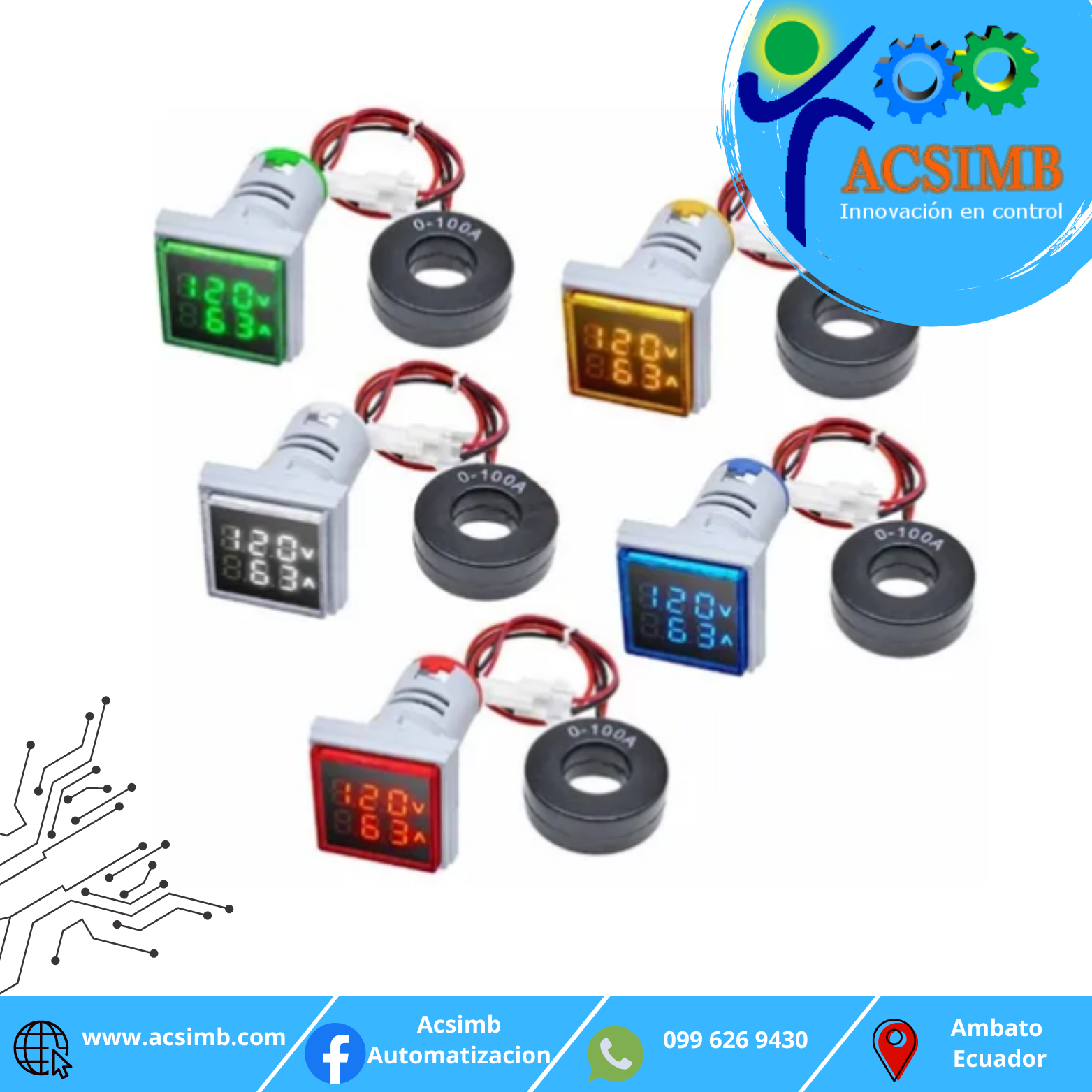 Voltímetro Y Amperímetro Digital Ac/100-300v 0-100 Amps-image